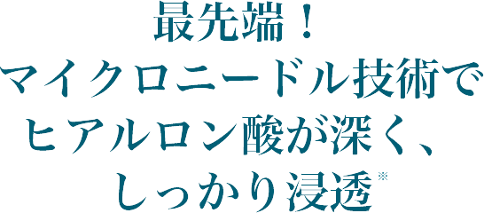 最先端！マイクロニードル技術でヒアルロン酸が深く、しっかり浸透