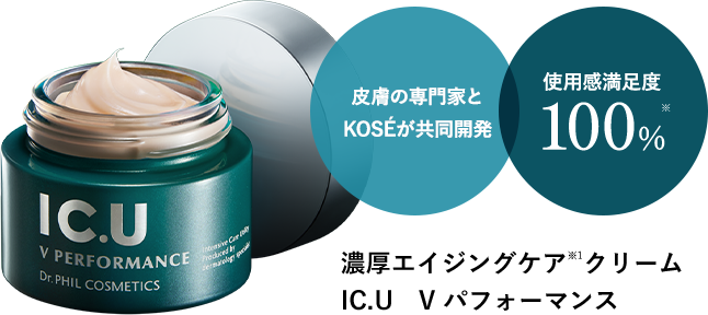 皮膚の専門家とKOSEが共同開発　使用感満足度100% 濃厚エイジングケア※1クリーム　IC.U Vパフォーマンス