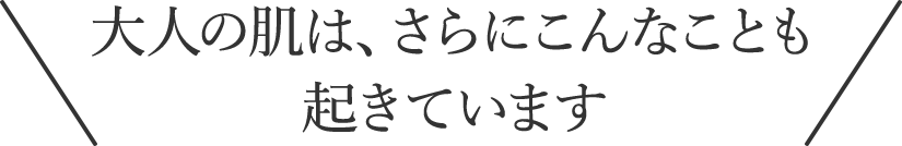 大人の肌は、さらにこんなことも起きています