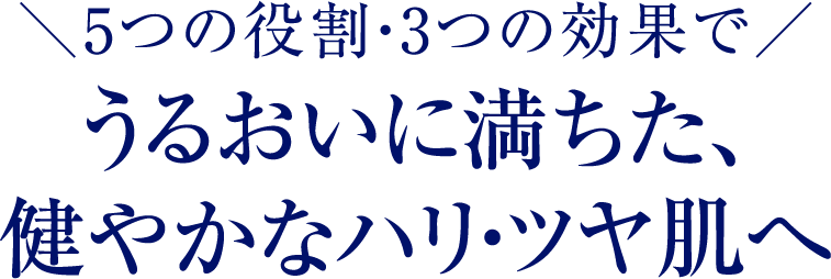 5つの役割・3つの効果で　うるおいに満ちた、健やかなハリ・ツヤ肌へ