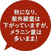秋になり、紫外線量は下がっていますが、メラニン量は多いまま！