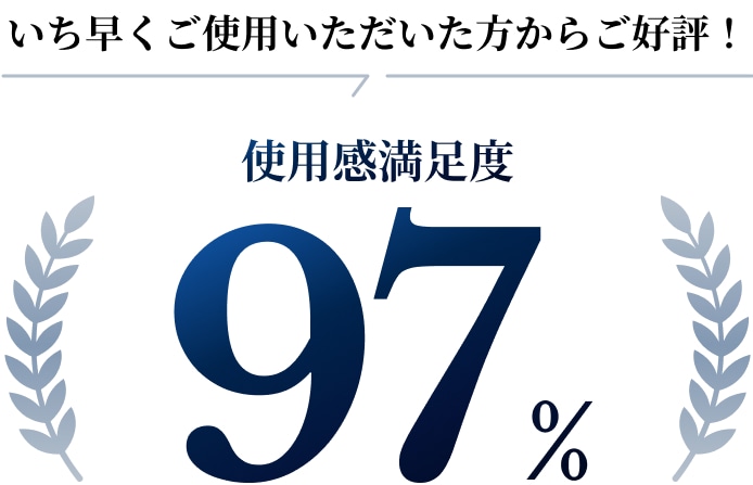 いち早くご使用いただいた方からご好評！使用感満足度97%