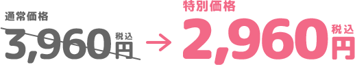 通常価格3,960円税込→特別価格2,960円税込