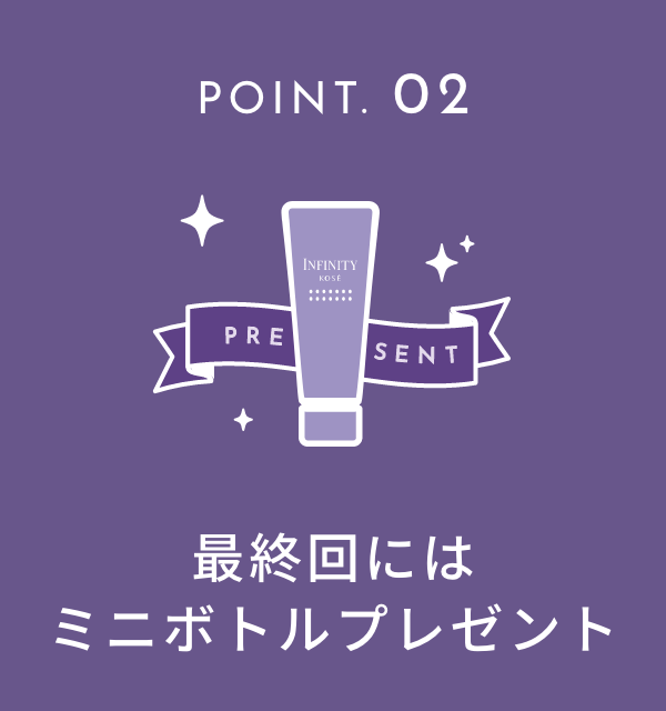 POINT. 02 最終回にはミニボトルプレゼント