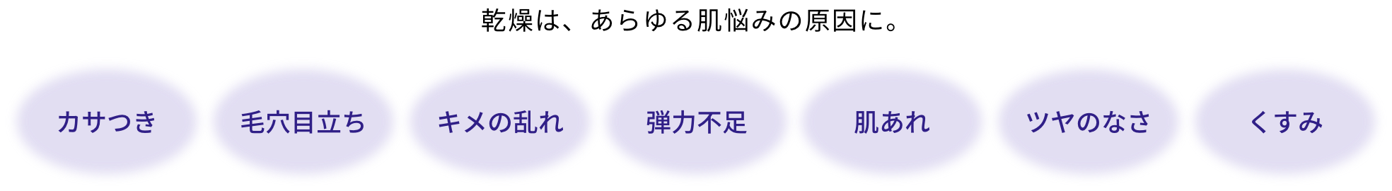 乾燥は、あらゆる肌悩みの原因に。