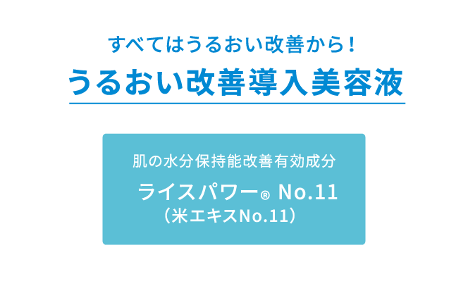 すべてはうるおい改善から！ うるおい改善導入美容液 肌の水分保持能改善有効成分 ライスパワー® No.11（米エキスNo.11）