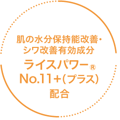  肌の水分保持能改善・シワ改善有効成分 ライスパワーR No.11+（プラス）配合