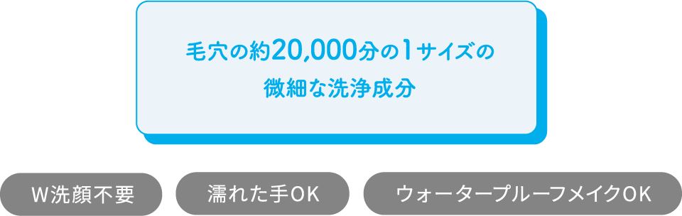 毛穴の約20,000分の1サイズの微細な洗浄成分