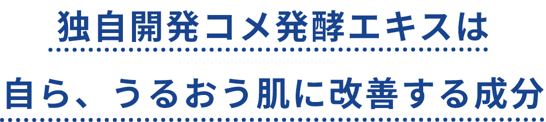 独自開発コメ発酵エキスは自ら、うるおう肌に改善する成分
