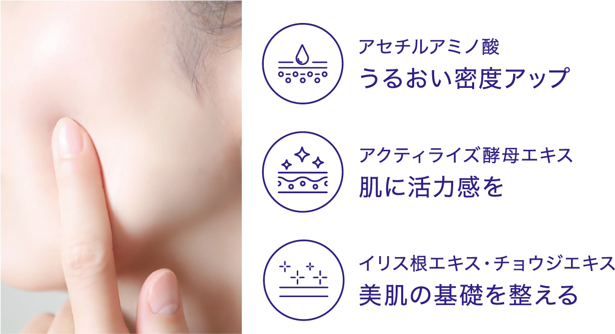 アセチルアミノ酸うるおい密度アップ アクティライズ酵母エキス肌に活力感を イリス根エキス・チョウジエキス美肌の基礎を整える