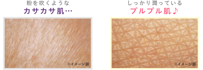 粉を吹くようなカサカサ肌orしっかり潤っているプルプル肌♪